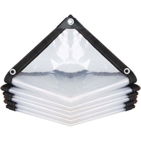 Bâche imperméable Transparente avec œillets pour Meubles de Jardin,Utilisable en extérieur,Imperméable à la Pluie-Isolation des Plantes,Résistant à la poussière,2mx2m (1/4)