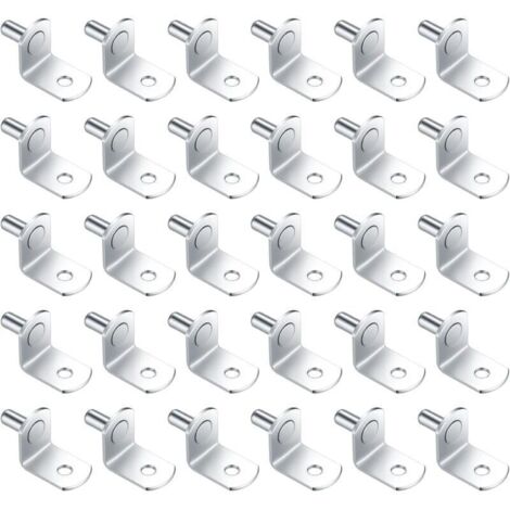 Chevilles de support d'étagère en métal 5mm – Lot de 30 pièces – Finition nickelée pour armoires et étagères – Installation simple (1/5)