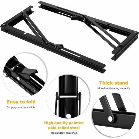 Équerre rabattable murale noire 500 x 170mm – Support console pliable ...