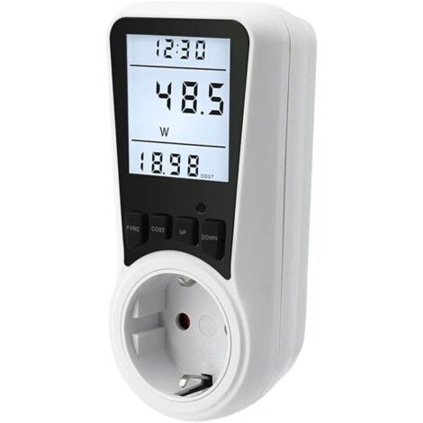 Compteur électrique pour prise de courant, compteur de coût énergétique, compteur de courant, prise de courant, compteur électrique avec écran LCD, 3680 W MAX/16 A (1/5)