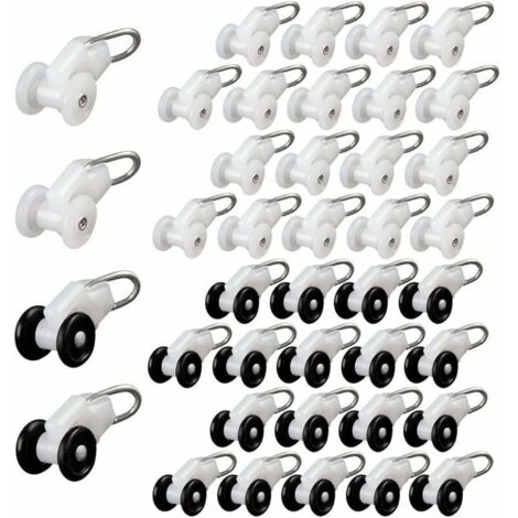 Lot de 40 rouleaux de rideaux en plastique et alliage – Dimensions 40 x 14 mm – Roues de 12 mm pour glissement silencieux (1/5)