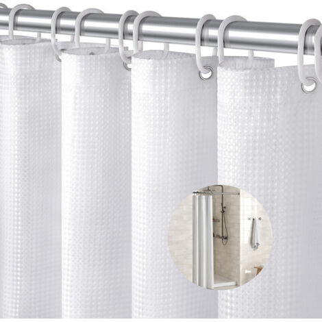 Rideau de douche gaufré 180x90cm – Imperméable et résistant à la moisissure – Installation facile avec œillets – Design moderne (1/5)