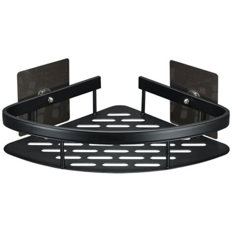 Étagère de salle de bain - Coin d'étagère triangulaire-22x29×5.5CM, (Noir) 1pc (1/5)