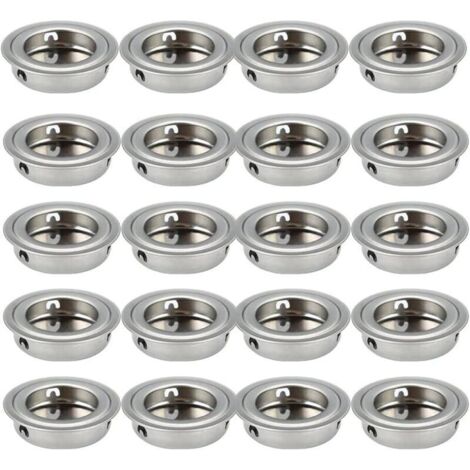 20pcs Poignées Rondes Encastrables pour Porte Coulissante, en Acier Inoxydable, Diamètre 35mm