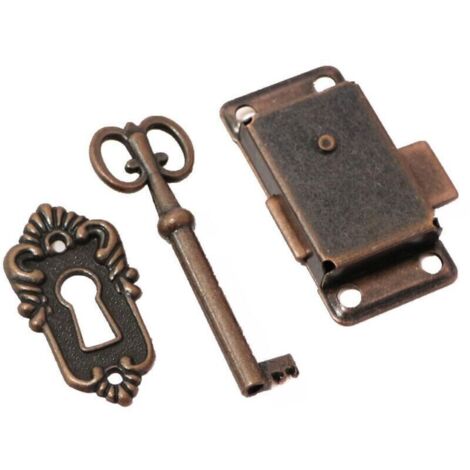 Serrures anciennes pour portes de meubles - Ensembles de serrures anciennes pour portes de meubles - Serrures anciennes avec clés - Conviennent aux armoires, placards, tiroirs et boîtes (1/5)