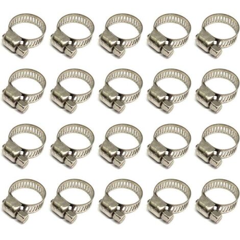 Collier de serrage tuyau réglable 10-16mm en acier inoxydable 304 Lot de 20 pièces Résistant à la corrosion pour tuyaux d'eau et gaz (1/5)