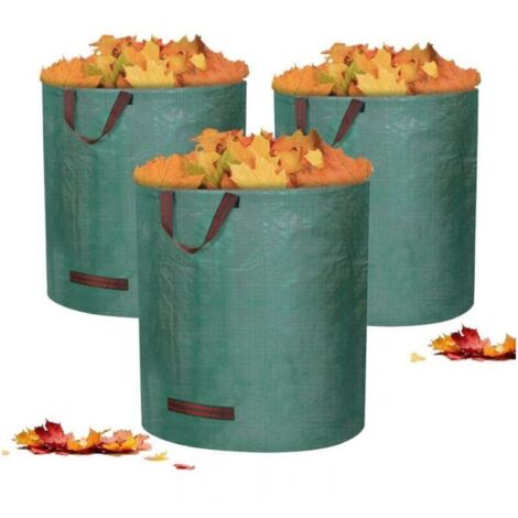 3 x 272L Sac de Jardin Sac de Déchets de Jardin - Autoportante et Pliable - Sacs Poubelle pour Les Déchets de Jardin Feuillage de Pelouse Vert Coupe -Réutilisable (1/5)