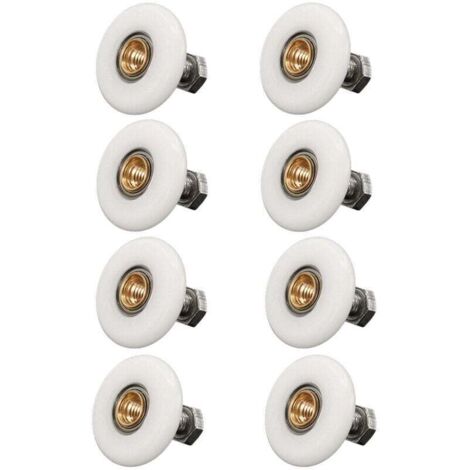 Lot de 8 roulettes pour porte de douche 19mm – Nylon haute qualité et acier inoxydable – Avec vis – Compatible cabines de douche (1/5)