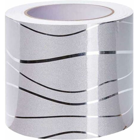 Bordure autocollante papier peint vague bronzante – 10 cm de haut, 5 m de long – Résistant à l'humidité et anti-moisissure – Décoration murale salle de bain et cuisine – Grid Cool (1/5)