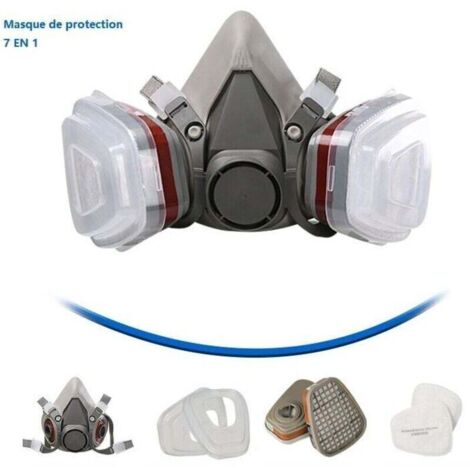 Masque de protection Masque Protection 7 In 1, Masque Peinture, Réutilisable Avec Filtre Anti Poussière,Masque A Gaz Respiratoire Avec Filtre Pour Pulvérisation,Peinture,Travaux, Produits Chimi (1/4)