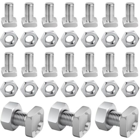 Boulons et écrous de serre 100Pack, boulons et écrous à tête carrée en aluminium, pièces de kit de réparation pour la fixation de serre et de jardin (1/5)