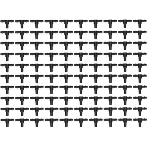 100 raccords de tuyau 4/7, raccords en T pour système d'irrigation goutte-à-goutte (1/4)