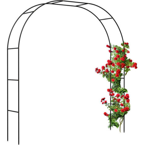 Arche à rosiers, métal, treillis, jardin, H : 250 cm, 2 largeurs : 235 ou 180 cm, plantes grimpantes, noir (1/5)