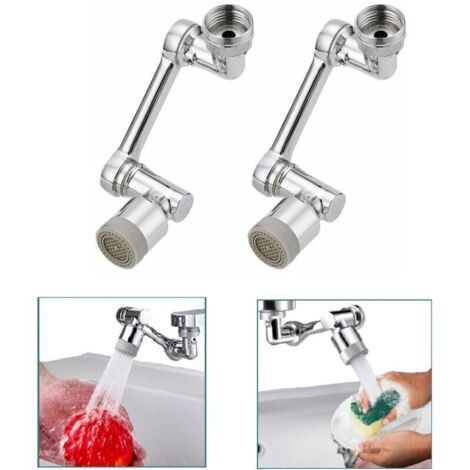 Aérateur de robinet d'évier pivotant à 1080 degrés, prolongateur de robinet en laiton résistant aux éclaboussures avec 2 modes de sortie d'eau, pour cuisine, salle de bain, 2 paquets (1/5)