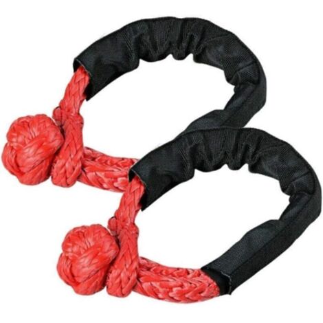 2 pièces cordes de remorquage à manille souple pour camion ATV Marine, sangles de récupération extérieures monobloc, rouge (1/5)