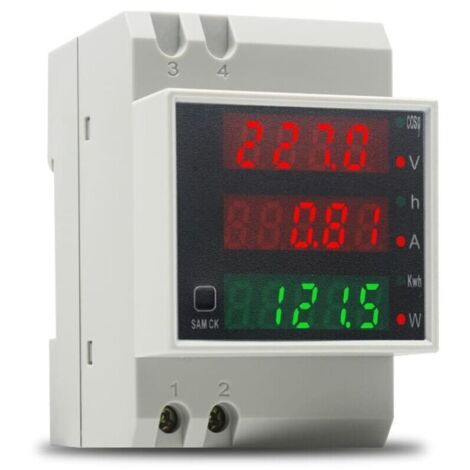 Compteur d'électricité Rail Din Compteur d'énergie monophasé Voltmètre Ampèremètre Numérique AC 80-300V 100A Wattmètre Compteur Consommation Electrique 1 phasé Mètre Watt KWh (1/5)