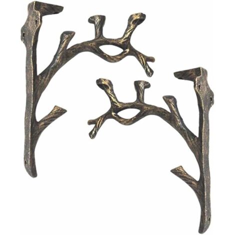 Supports d'étagère Vintage (2 pièces), Fonte, Forme de Branche Équerre Étagère, Faire l'ancien Artisanat, Support de Triangle décoratif créatif, Étagère à Livres Murale, Support de Fleurs (1/5)