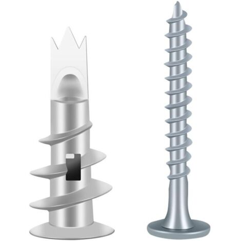 Chevilles métalliques auto-foreuses pour plaques de plâtre – Capacité de charge 20 kg – Lot de 100 chevilles et vis – Installation rapide sans pré-perçage - 100PCS (1/5)
