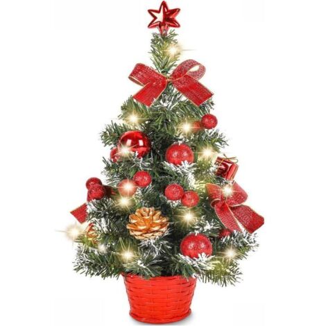 Mini sapin de Noël artificiel 40cm – Pré-éclairé avec lumières LED – Décoration de bureau et intérieur – PVC durable et respectueux de l'environnement (1/5)
