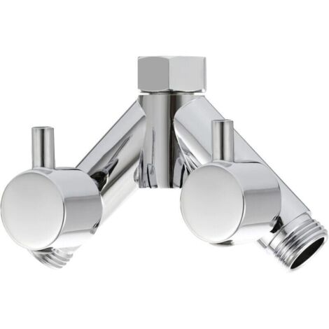 Vanne d'inversion en laiton pour douche - 2 voies - Répartiteur en Y - 1/2" - Pour de douche et pommeau de douche - Chromé (1/5)