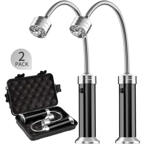 Lampe de gril magnétique 9 LED – Col de cygne flexible 11 cm – Angle de rotation 360° – Pack de 2 – Accessoire barbecue noir (1/5)