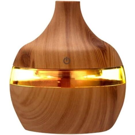 Diffuseur d'arômes électrique USB 300 ml, humidificateur en bois, brumisateur d'huiles essentielles pour voiture et maison, mini humidificateur (Couleur : Jaune) Jaune - (1/5)