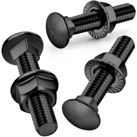 25PCS, Boulons d'entraîneur Boulons de transport Boulon d'entraîneur 304 en acier inoxydable Oxyde noir avec écrous hexagonaux de bride DIN 6923, M5 x 50MM (1/5)