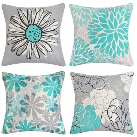 Lot de 4 Housse de Coussin d'extérieur, imperméable Housse de Coussin Housse Coussin en Lin en Tournesol pour Patio Jardin Salon Chambre Décoration(40 x 40 cm, Jaune) (1/5)