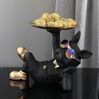 Statue De Bouledogue Français Avec Plateaux De Rangement - Décoration
