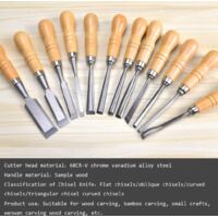 Kit De 12 Outils De Sculpture Sur Bois - Ciseaux, Gouges En Acier Trempé Avec étui Roulable - 3