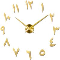 YMYNY Large DIY Wall Clock Silent Modern 3D Sticker Home Office Decoration Gift (Gold)