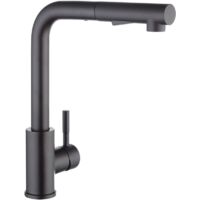 YMYNY Kitchen faucet with black shower, kitchen faucet with pull-out shower, kitchen faucet made of brushed stainless steel 304, 360° rotatable sink mixer, 2-jet sink faucet (matte black)