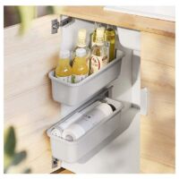 YMYNY 2 Pack Sliding Basket Cabinet Organizer for Kitchen Bathroom Drawers Under Sink Cabinets Wall Organizer Sliding Storage Baskets for Spices (Gray)