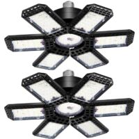 YMYNY LED Garage Light 2 Pack , 45W 4500LM LED Shop Lights, LED Garage Ceiling Lights with 6+1 Adjustable Panels for Basement, Barn, Warehouse, Attic, Garage Lighting Support E26/E27 Socket
