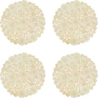 YMYNY Set of 4 Placemats, Rose Gold Placemats, Round Placemats for Dining Room Kitchen Table, Washable Placemats (Rose Gold, Style L, 38 cm)