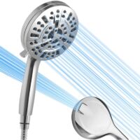 YMYNY Shower Head, 8 Jet Settings + Built-in 2 Power Wash Spray Modes, 5.04 Inch High Pressure Shower Head, Detachable 1.5m Shower Head with Hose