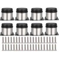 YMYNY 8pcs Adjustable Furniture Legs Screws Included Round Metal Stainless Steel Cabinet Legs Table Feet Cupboard Foot Height Adjustable for Sofa Table Cabinets Shelves 50mm