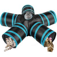 YMYNY 5-Way Cat Tunnel - Foldable Interactive Cat Toy with Toy Ball with Hole for Indoor Cats