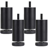 YMYNY 4pcs Adjustable Furniture Feet, Aluminum Alloy Furniture Legs, Round Metal Furniture Legs, Table, Sofa, Bed, Black (10cm)