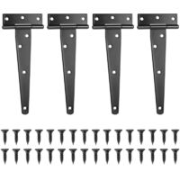 YMYNY Set of 4 T-Hinges, Black Barn Door Hinge, Door Hinges, Stainless Steel Flat Hinge for Gates, Garden Shed