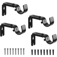 YMYNY Pack of Adjustable Curtain Rod Wall Bracket, Stainless Steel Curtain Rod Brackets, Accessories, Black Metal, Home, Bedroom