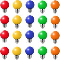 YMYNY 20PCS 3W E27 color bulb, single color LED bulb, 100LM Christmas lamp 220V party small color bubble, 180° LED bulb (4 per color)