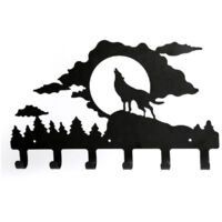 YMYNY Wall decoration, coat hook, wall coat rack, black hook, wall decoration, metal, key hanger, steel, door organizer, hanger, key (a wolf)