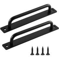 YMYNY Sliding Door Handle, 2 Pack Barn Door Handle, Door Handle in Black, Interior and Exterior Door Handles with Screws, for Kitchen, Furniture, Cabinets, Cupboards, Doors