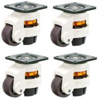 YMYNY Pack of 4 furniture casters, swivel wheel, 60F retractable leveling casters, made of nylon alloy and aluminum, load capacity 250 kg per caster