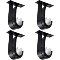 YMYNY 4pcs Curtain Rod Brackets, Curtain Rod Bracket, Black Curtain Rod Brackets, Aluminum Alloy Curtain Bracket with 8 Screws, Ceiling Hanging Rod Bracket