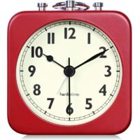YMYNY Analog Alarm Clock Red Square Silent Small Metal Travel Alarm Clock for Kids Bedroom Bedside Living Room Office Red
