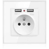 Prise Electrique Murale avec Double USB - Chargeur pour iPhone/Android prise française