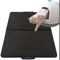 Litière pour chat,Tapis Litière Chat Bac à Litière pour Chats, Imperméable Non Toxique EVA,Double Couche en Nid d'abeille Design 30x45cm,Noir Litière pour chat