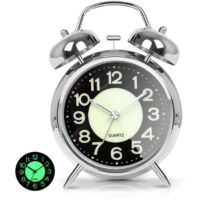 Horloge de Bureau Créative pour Enfant Silencieuse - Aiguilles Lumineuses - à Quartz - Noir Lumineux